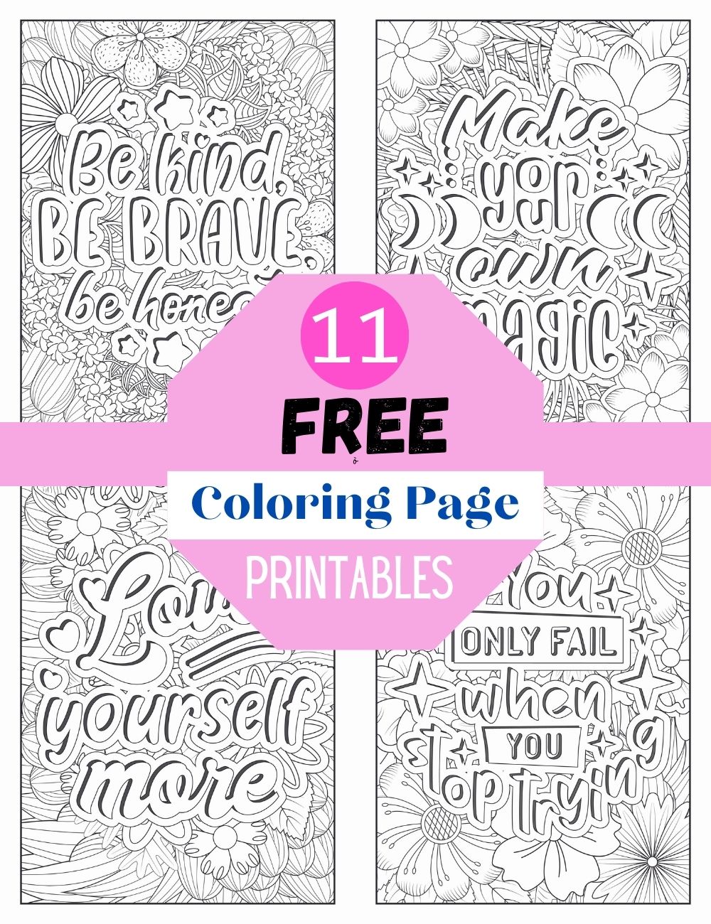 Positive Expression For Adults: 11 Free Printable Coloring Quote Pages ...