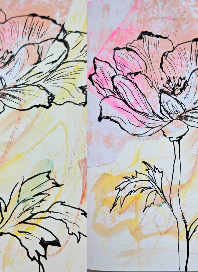Mixed Media Art: Mixing Ink Drawing With Collage.